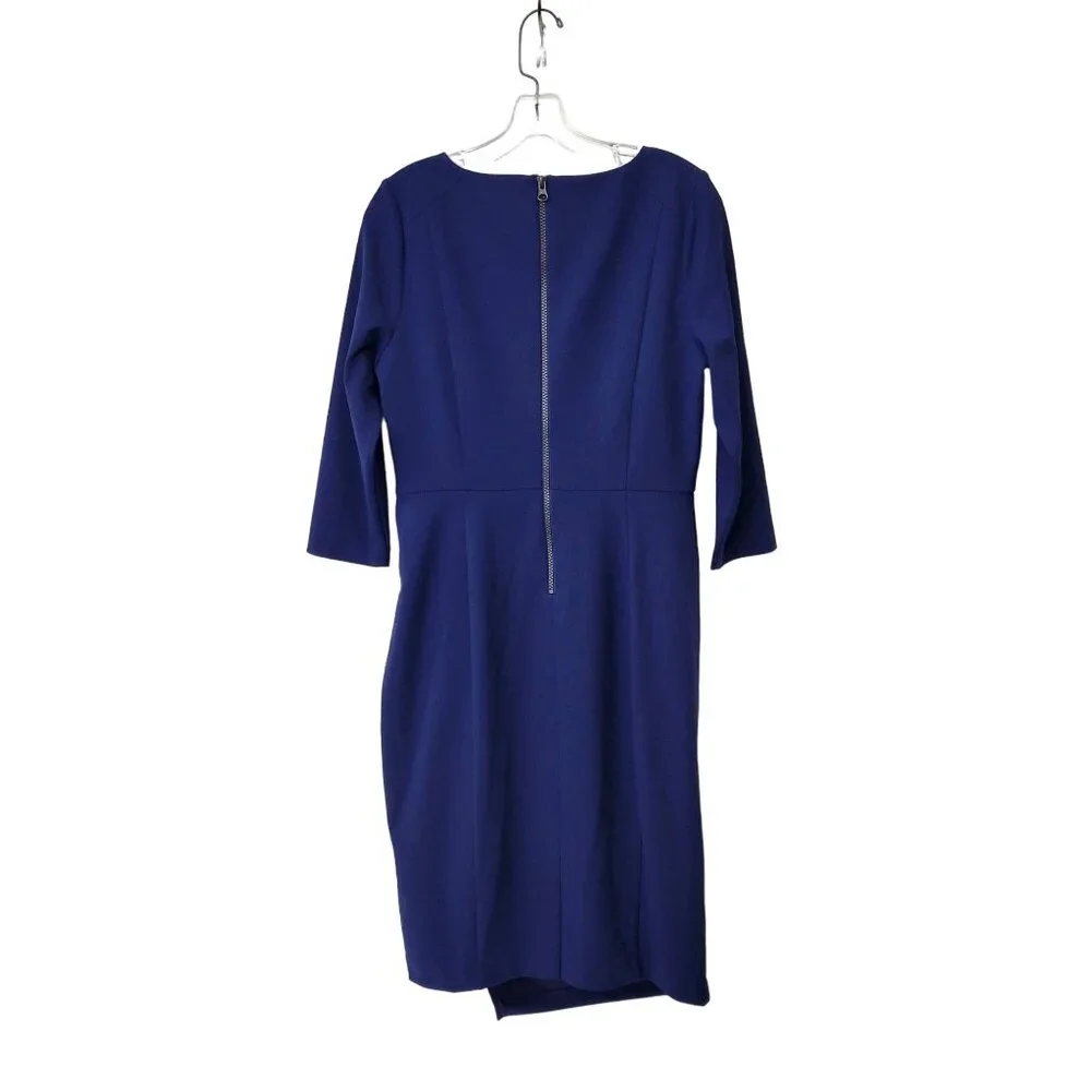 NYDJ Women's 3/4 Sleeve Midi Sheath Dress Size 10 Blue - Picture 2 of 5